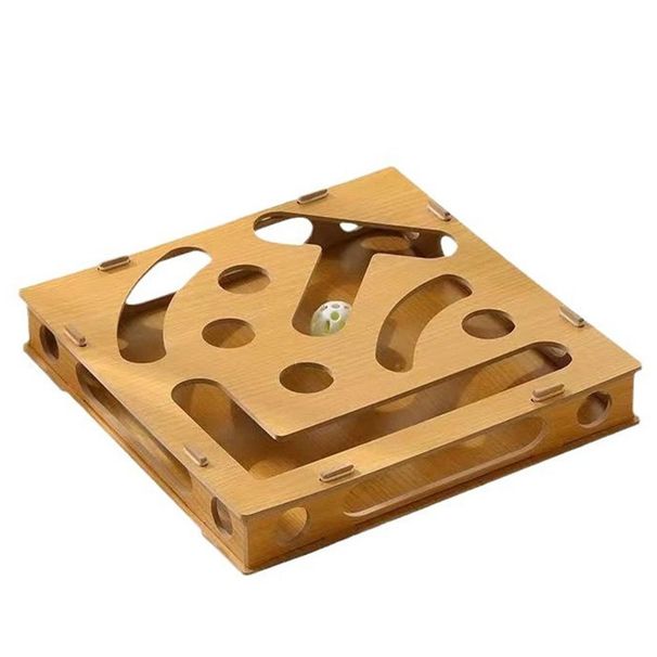 1 Set Interactive Cat Toy Puzzle Box Wooden Treat Maze Play For Toy Box Fun Interactive Cat Toy Hide And Seek Cat Agility Toys_voghion.com
