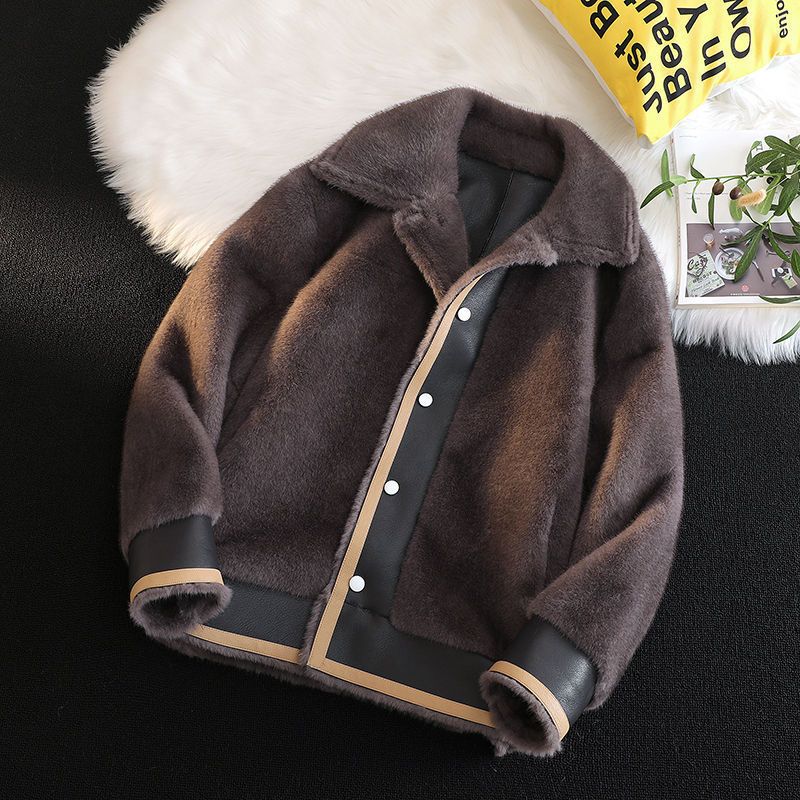 Cappotto di pelliccia di visone di lusso per uomo – Giacca di montone corta di alta qualità con revers a lancia (S-4XL, argento/beige)_voghion.com