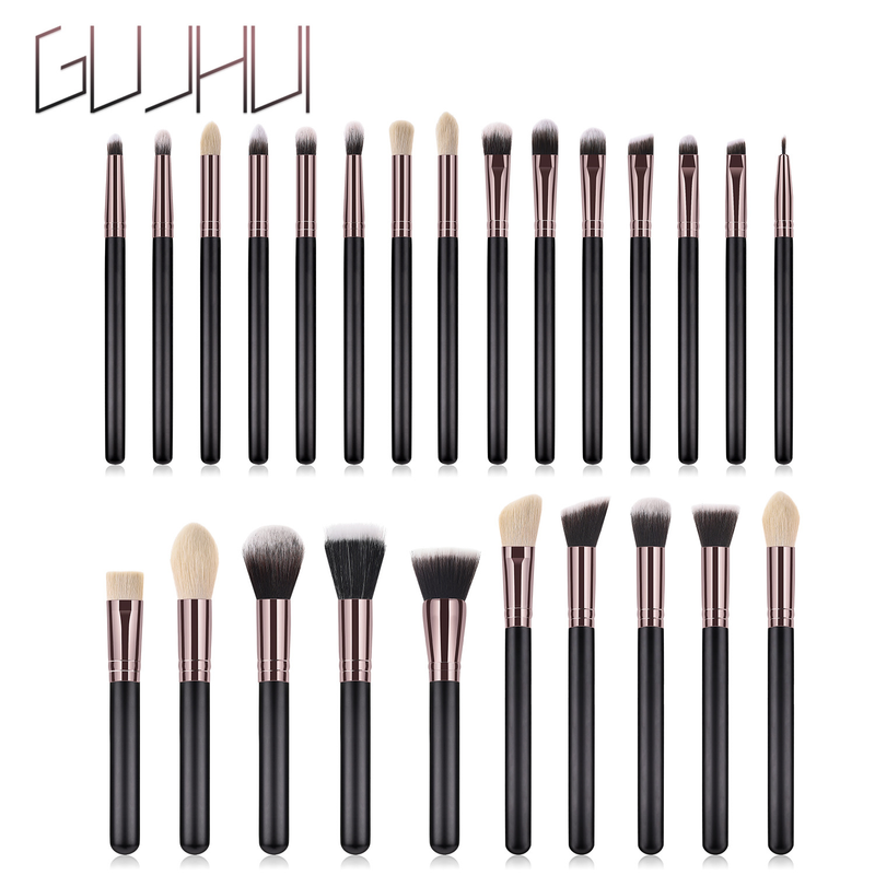 25-teiliges Make-up-Pinselset, Pinsel für losen Puder, Lidschattenpinsel, Holzgriff, Pistolenfarbe, Make-up-Tools GUJHUI_voghion.com