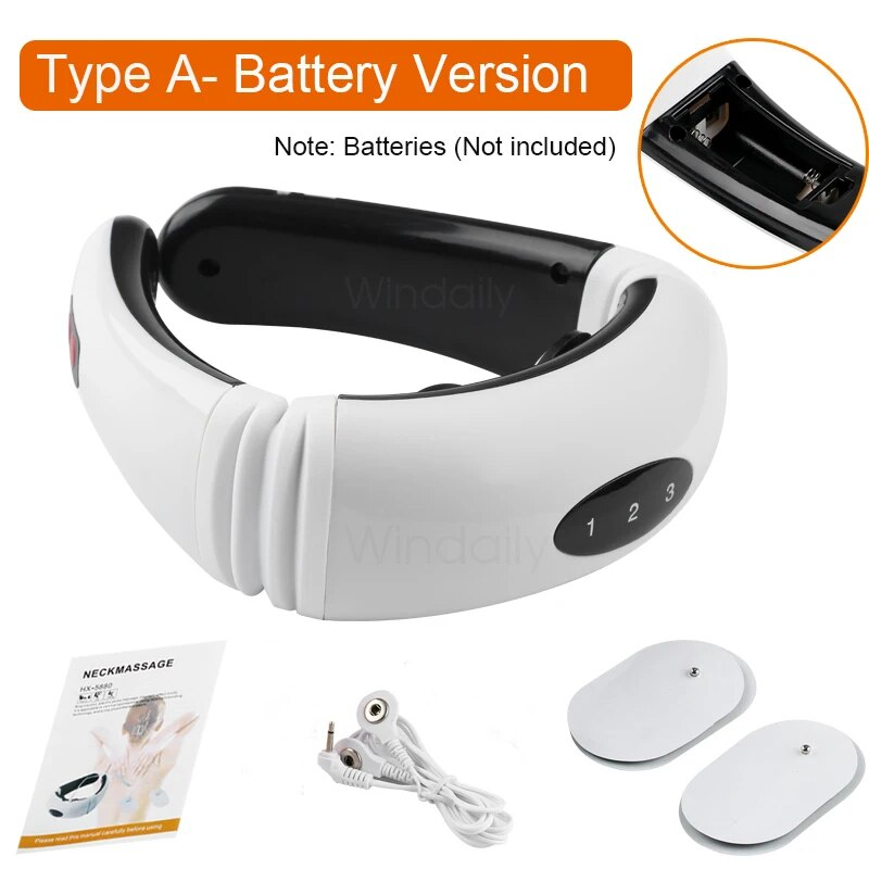 3D Intelligent Neck Massager Electric Pulse Far Infrared Heating 6 Modes Cervical Back Body Massage Device Too  2023_voghion.com