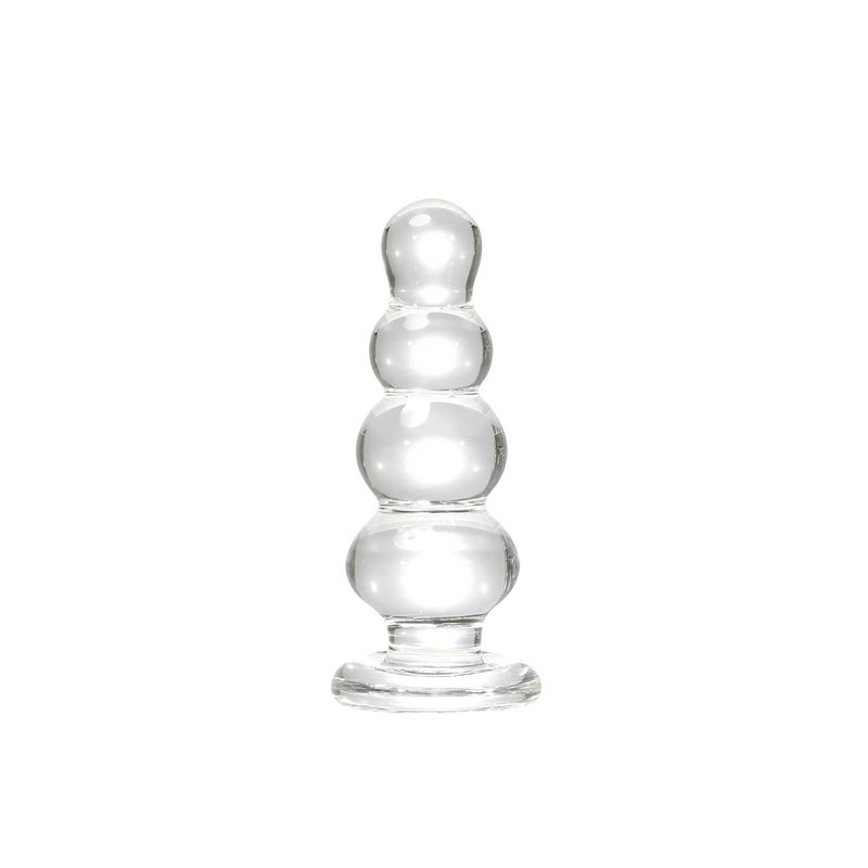 Plug anale in vetro con bacchetta magica, perline di cristallo trasparente con base svasata, giocattolo sessuale per adulti_voghion.com