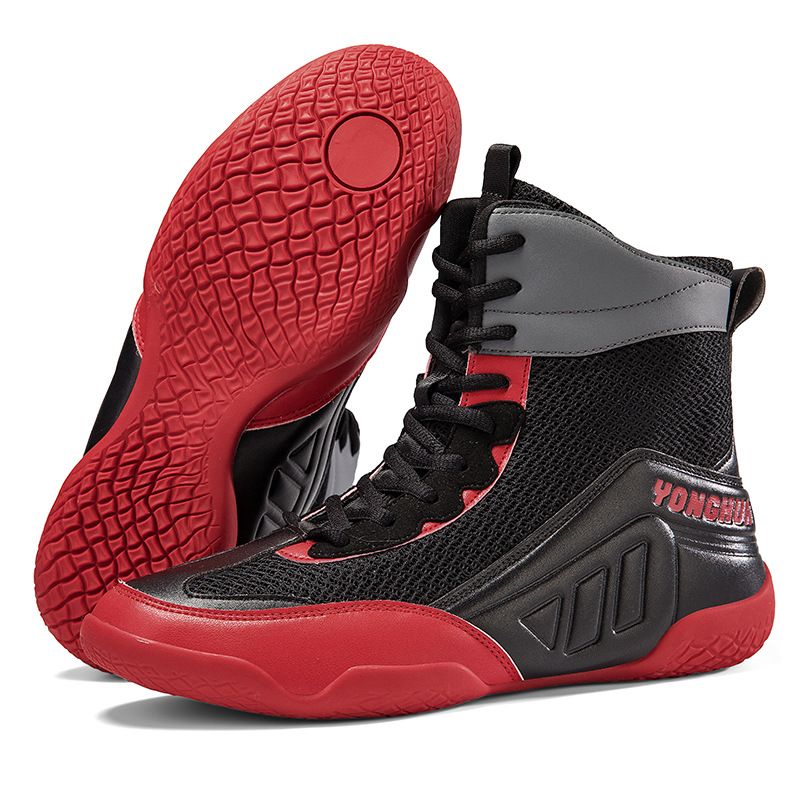Wrestling Shoes Men's Mid Cut Professional Boxing Shoes Non Slip Wear Resistant Fighting Shoes Fighting Special Training Shoes Muay Thai Sanda Shoes_voghion.com