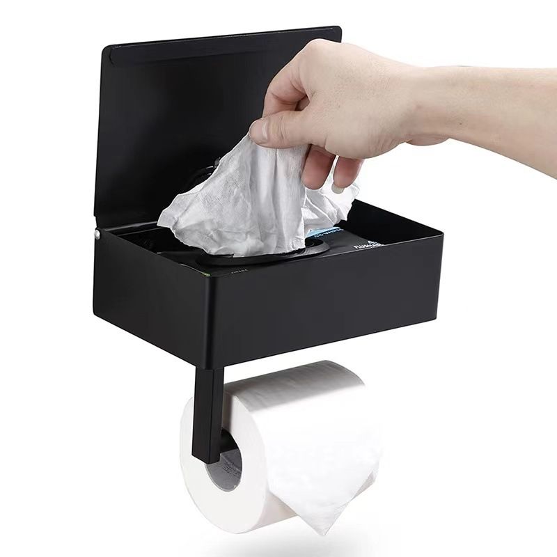 Vægmonteret toiletpapirholder Badeværelsespapirtilbehør Stativholdere Selvklæbende punch Gratis køkkenrullepapirtilbehør_voghion.com