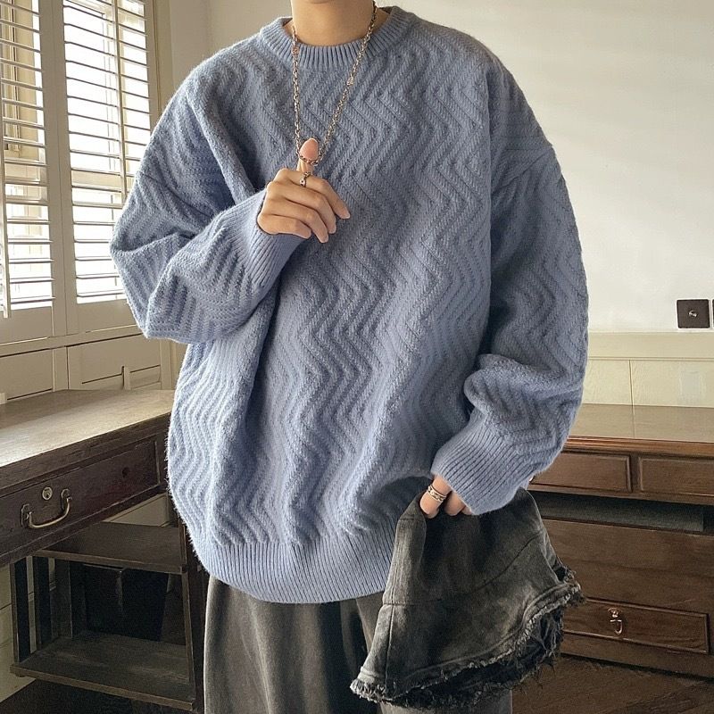 Men's Clothes Sweater Men's Autumn Winter Crewneck Sweater Sweater With Twist Texture Loose And Lazy Design Sweater Coat_voghion.com