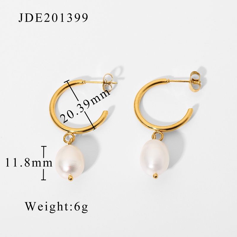 Stainless steel natural earrings, fashionable new women's bead shaped pendant earring accessories_voghion.com
