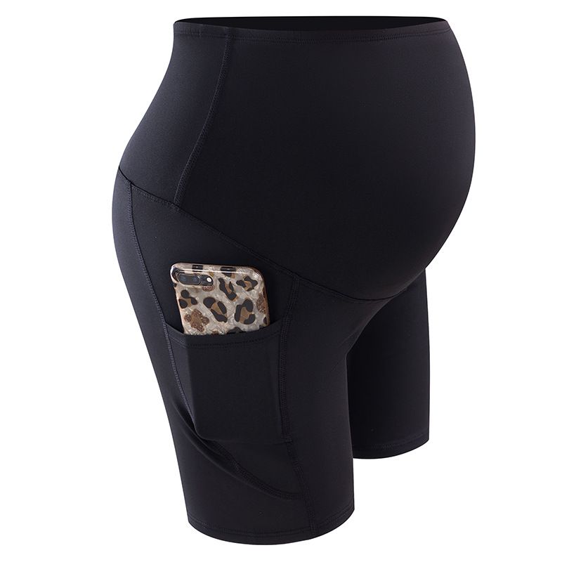 Familien-passende Umstandsshorts mit hoher Taille, sportliche Bauch-Lift-Hüft-Leggings, kurze Yoga-Hose, Umstandsmode_voghion.com