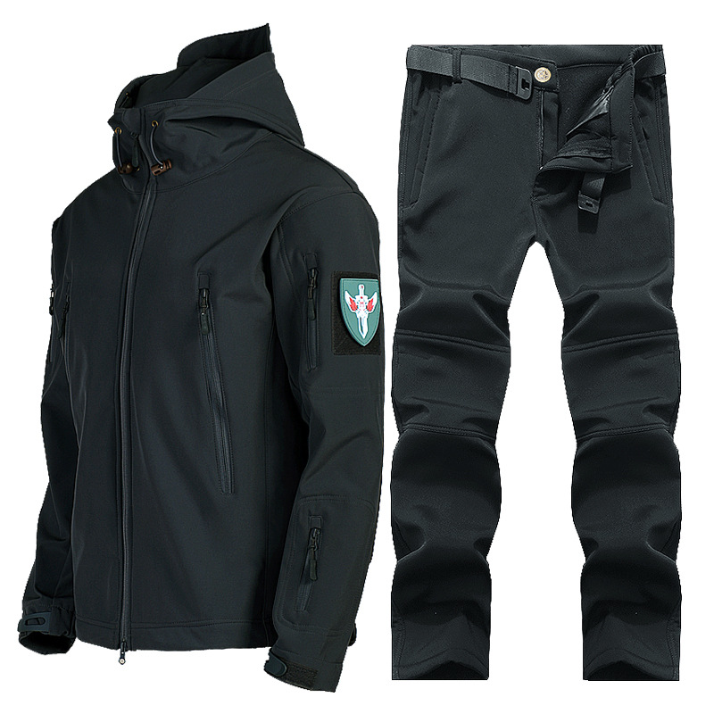 Veste d'extérieur costume hommes hiver chaud plus velours soft shell vêtements pantalon pêche ski alpinisme vêtements veste polaire résistante au froid_voghion.com
