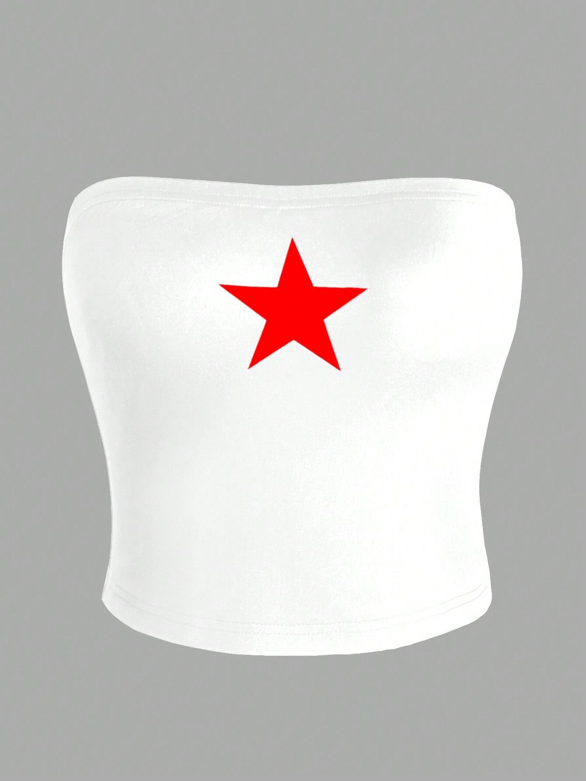 Nuovo top corto sexy senza spalline con stampa a stella rossa americana, vestibilità attillata, ombelico esposto, per ragazze piccanti_voghion.com