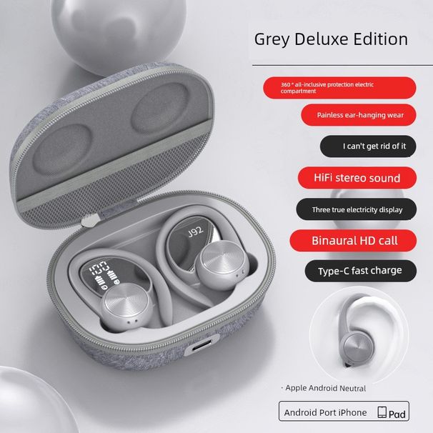 Original J92 Bluetooth Headset Sports Can't Drop Sound Quality Clear Intelligent Noise Reduction Power Digital Display_voghion.com