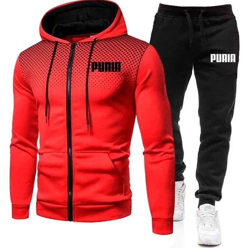 2024 nouveau hiver vêtements pour hommes hommes ensembles impression sweat à capuche ensemble polaire fermeture éclair sweat décontracté Sport pantalons de survêtement hommes_voghion.com