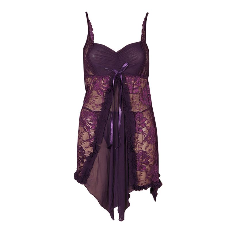 Sexy Lingerie Temptation Set For Women Transparent Strap Lace Outfit Plus Size Nightdress_voghion.com