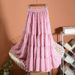 Women's new elastic splicing large swing long chiffon skirt long skirt_voghion.com