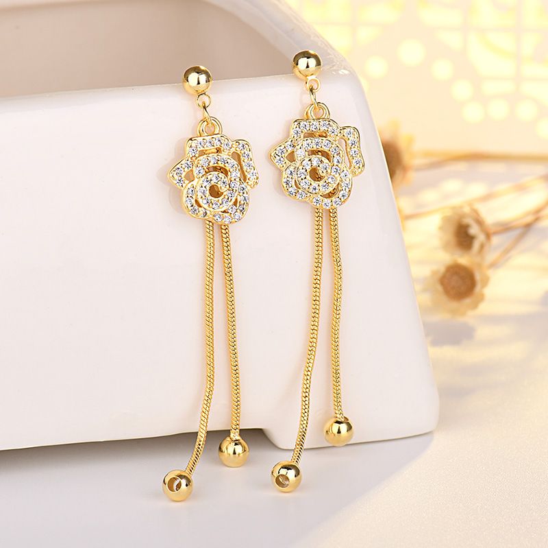 Qiao Lanxuan Orecchini Camelia con Ago in Argento Orecchini da Donna Piccoli e Freschi Tutto-fiammifero con Rete Rosa Orecchini Celebrità per Ragazze Anti-allergia_voghion.com