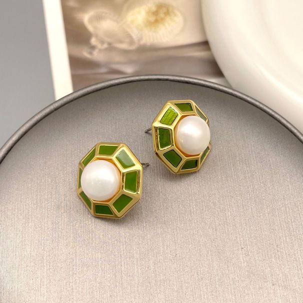 Koreanische Version von Xiaoxiangfeng Süßwasserperlen-Emaille-Glasur-Ohrringe, Nischen-Design-Gefühl, personalisiertes Temperament-Ohr_voghion.com