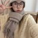 October Siege Winter High-End Versatile Solid Color Wool Scarf For Women Thickened Warm Long Style Internet Celebrity_voghion.com