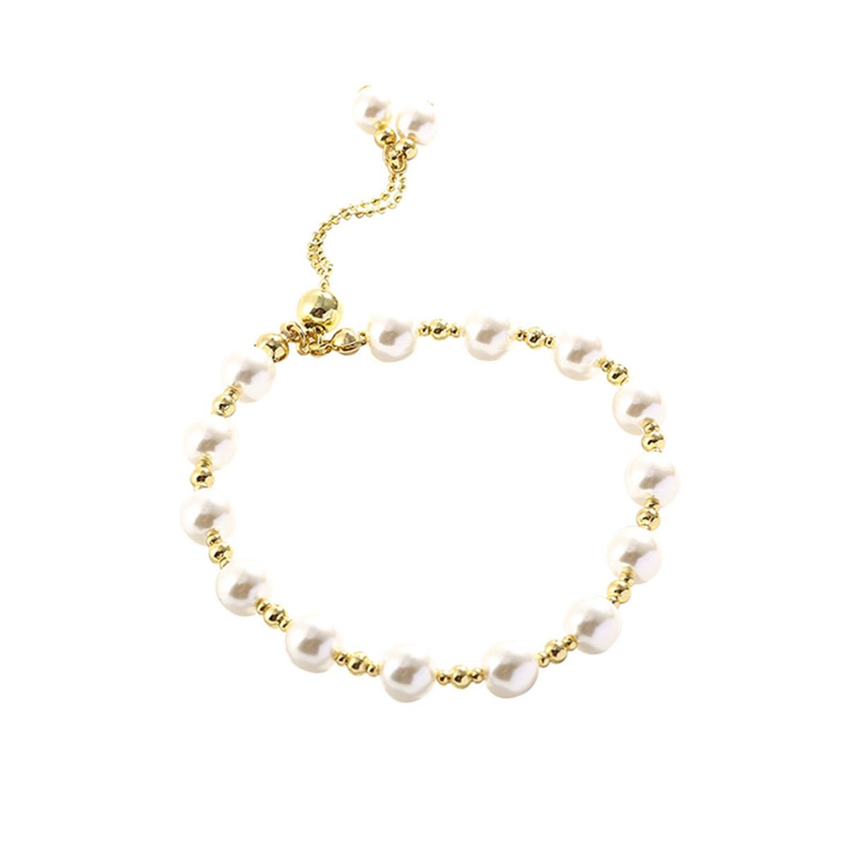 Shuosbai Bracciale da donna con perline regolabile elegante delicato stile semplice regalo Bracciale per ragazze con perle dorate lucide Gioielli di moda_voghion.com