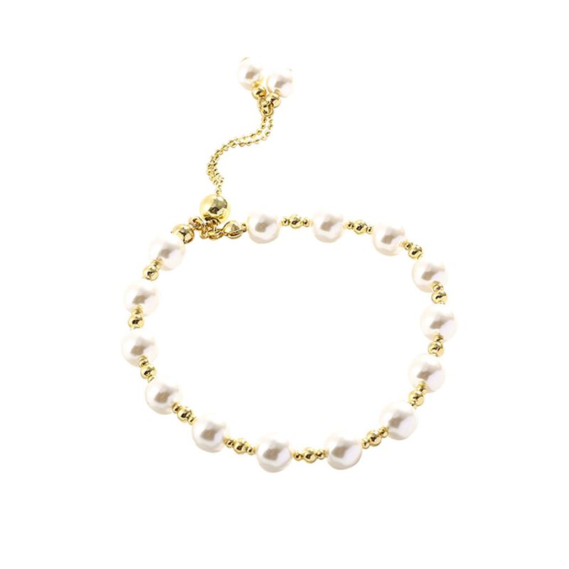 Shuosbai Women Bracelet Beaded Adjustable Elegant Dainty Simple Style Gift Golden High Gloss Pearl Girls Bracelet Fashion Jewelry_voghion.com