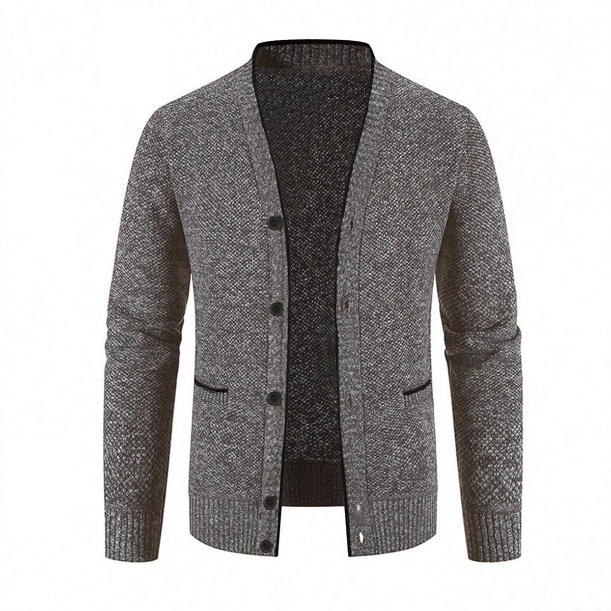 Men’s Trendy Knit Cardigan Jacket - Lightweight Open Front Sweater Coat For Spring & Autumn (Dark Gray, S-XXL)_voghion.com