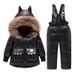 2025 Children's Down Jacket Infant Toddler 1-5 Years Old Boys And Girls New Winter Two-Piece Set Top + Overalls_voghion.com
