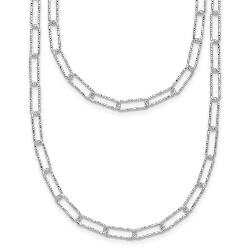 Sterling Silver Two D/C Fancy Link W/1.25 In Ext. Necklace_voghion.com
