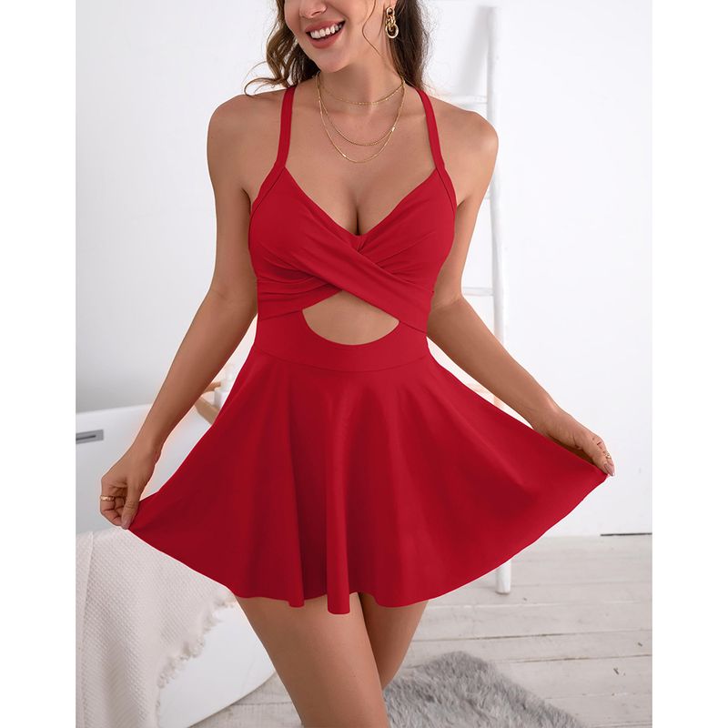 Traje de baño de una pieza para mujer, estilo europeo y americano, ajustado, con tirantes cruzados, gran oferta, 2025_voghion.com