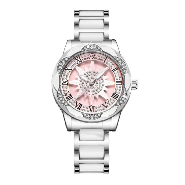 Reloj de cuarzo automático para mujer, de cerámica, con diseño de girasol, nuevo, de nicho, ligero y moderno._voghion.com