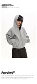 480G Heavy Space Layer Deconstruction Cardigan Sweater Retro Hooded Jacket Trendy High Sense Solid Color Loose Hoodie_voghion.com