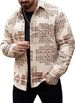 Herrenbekleidung Herren Casual Printed Cotton Button Baumwolljacke Langarmmantel Revers Western Jacquard Jacke Mantel_voghion.com