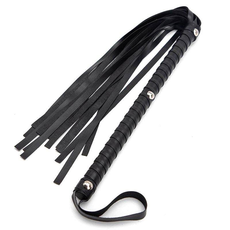 Chicote de couro com cabo longo e pregos triplos - Chicote de PVC SM para dominatrix, ferramenta de impacto sem crueldade | Chicote de surra Queen, Alternativa_voghion.com
