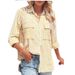Verve Women's Spring Summer New Cotton Linen Washed Striped Single-Breasted Long Sleeve Shirt_voghion.com