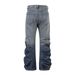 Street Style gelaagde denim tot op de grond voor heren, hippietrend, niche, losse, casual, gradiënt gewassen vloerbroek_voghion.com