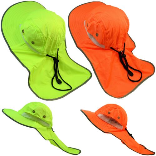High visibility reflective sun work hat with safety neck flap and wide brim hat_voghion.com
