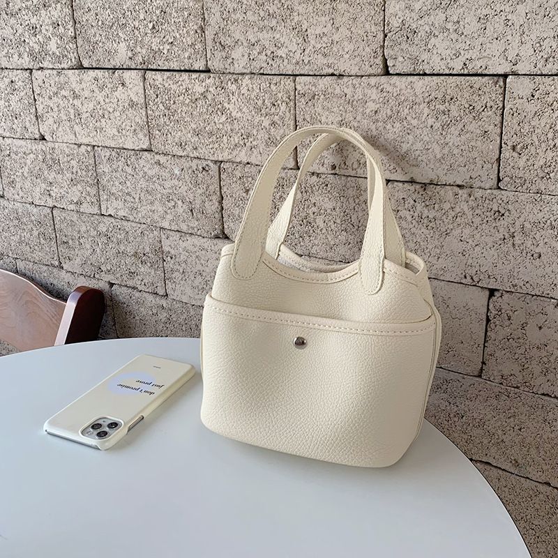 Geantă de mână coreeană Instagram New Basket Bag simplă și la modă din piele moale texturată crossbody găleată bag pentru femei_voghion.com