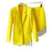 Γυναικεία Ρούχα Σετ δύο τεμαχίων με ανοιχτό κίτρινο σακάκι μεσαίου μήκους και κρόσσια σε αλυσίδα_voghion.com