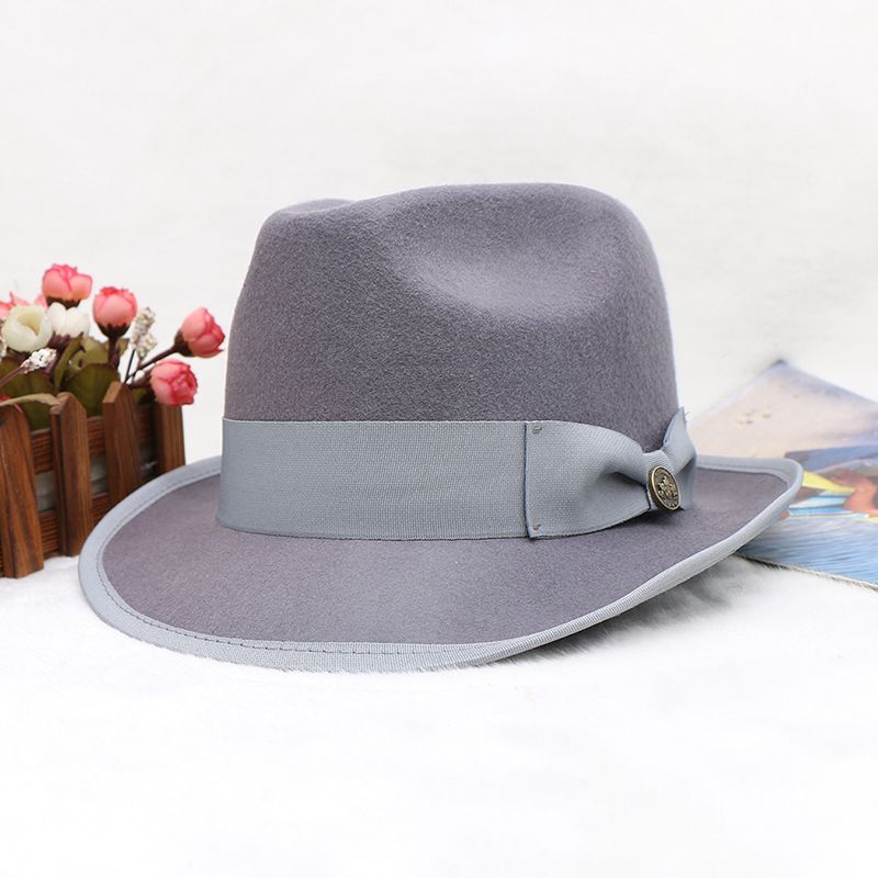 Wollfilzhut Vintage Zylinder Schleife Jazzhut für Herren Herbst und Wintermütze_voghion.com