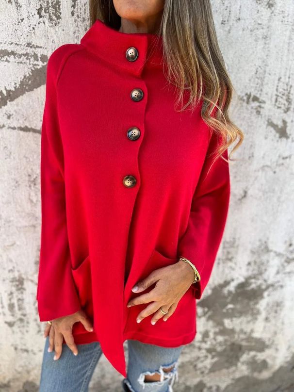 Vêtements pour femmes 2024 Vêtements pour femmes Station indépendante Automne et hiver Nouveau style_Veste décontractée à col montant à simple boutonnage_voghion.com