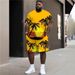 Men's Clothing Plus Size Fashion T Shirt Shorts Suit Coconut Tree 3D Digital Printing Casual Beach Pants Suit_voghion.com