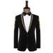 Herrenbekleidung Herrenkostüm Sänger Bühnenbar Performance Host Kunst Prüfungskleid Samt schwarz bestickte Anzugjacke_voghion.com