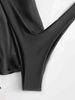 Costume da bagno da donna taglia unica nero push-up tinta unita bikini a triangolo diviso a maniche lunghe_voghion.com