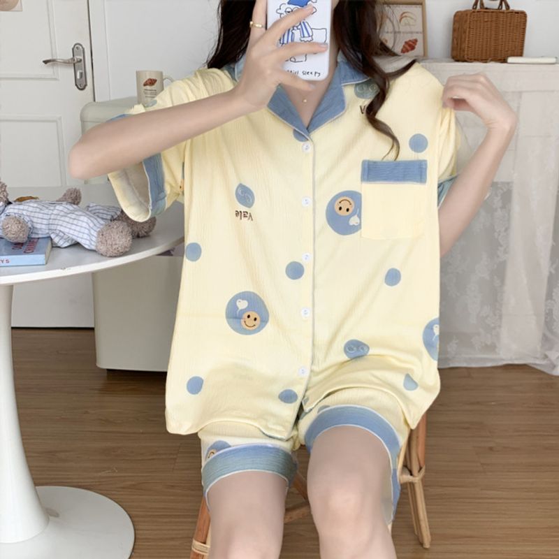 Gerimpelde stoffen pyjama's voor dames in de zomer van 2024, schattige Koreaanse stijl vest shorts, plus 220 pond vet, geschikt voor_voghion.com