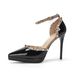 1088-23A Ein-Wort Nietenabsatz Einzelschuh Spitz Stiletto Wasserdichte Plateau Sandale Frauen Hohl Cloed_voghion.com