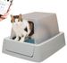Thermoformed Plastic Large Size With Lid Easy-to-Clean Cat Litter Box Round Pet Toilet Set_voghion.com