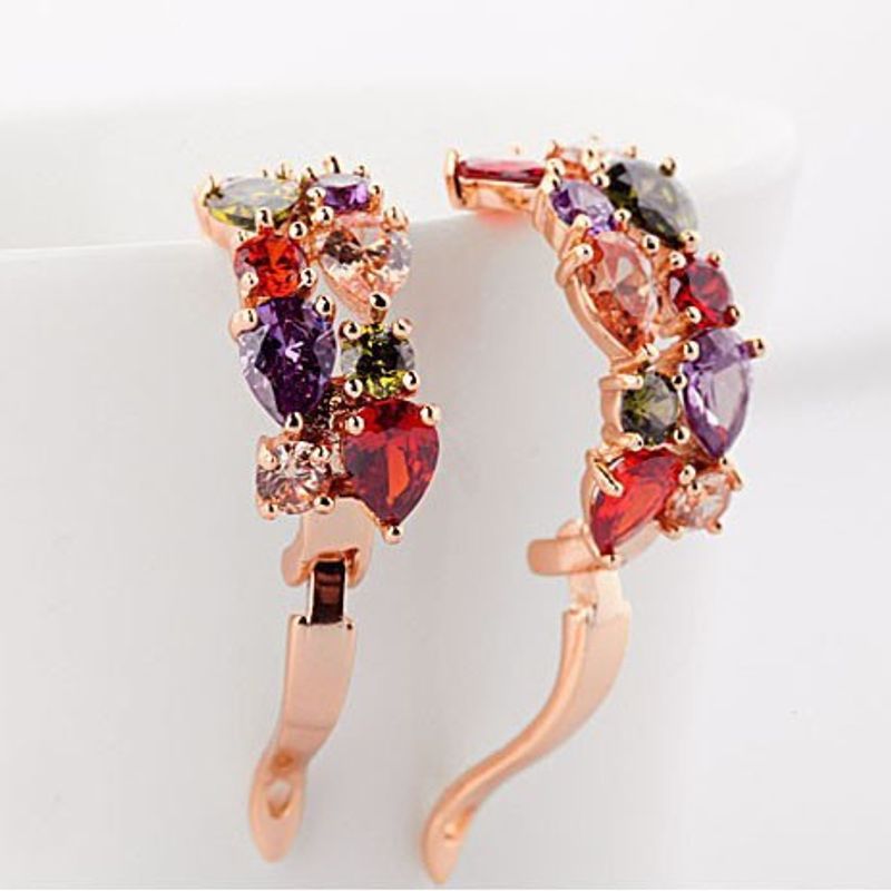 Designer Style Colorful Zircon Earrings with Copper Inlaid Crystal Earrings Fashion High Grade Earrings_voghion.com