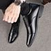 Men's Classic Business Casual Leather Shoes - Soft PU Square Toe Lace-Up Dress Shoes For Office & Daily Wear_voghion.com