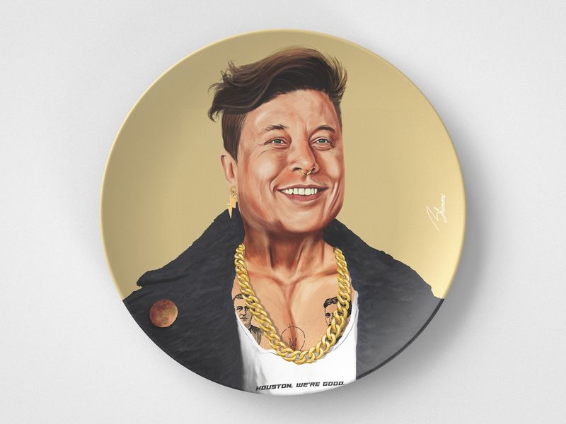 Elon Musk // 10" Round Plate // Tech Gift Idea_voghion.com