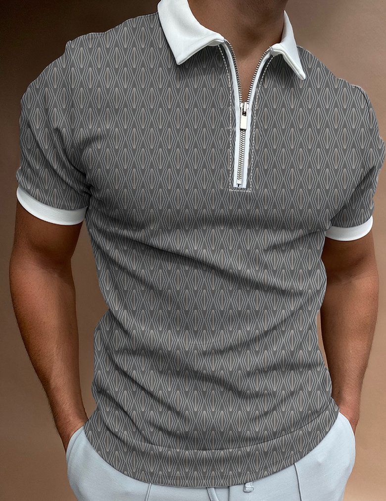 Camisa polo masculina de luxo da moda 2023, casual, com estampa 3D, manga curta_voghion.com