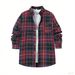 Men's Plaid Flannel Shirt - Soft Brushed Cotton Blend, Relaxed Fit, Lightweight Long Sleeve Open Front Shirt For Casual & Smart Wear_voghion.com