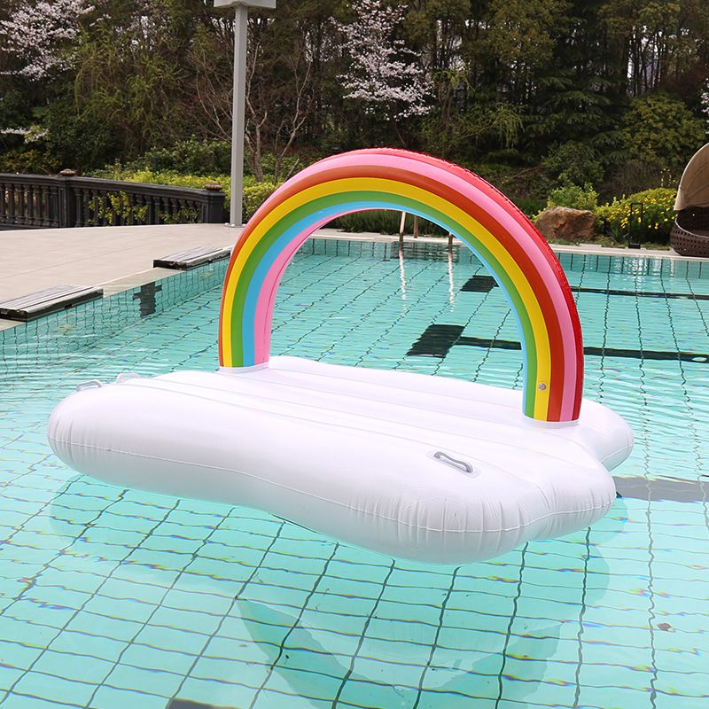 Inflatable Adult Rainbow Cloud Float Row Inflatable Floating Island Mount_voghion.com