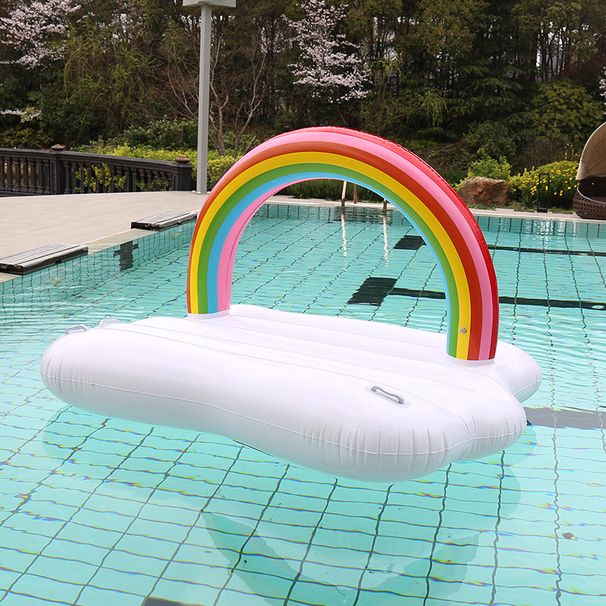 Inflatable Adult Rainbow Cloud Float Row Inflatable Floating Island Mount_voghion.com