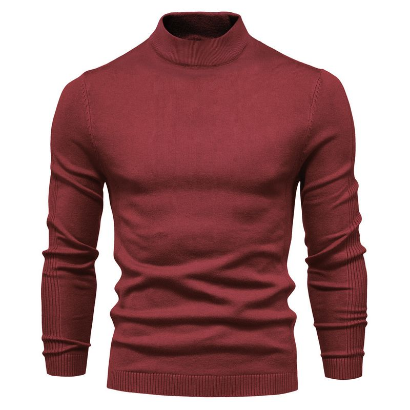 Dicker, warmer, schmal geschnittener Herrenpullover mit mittellangem Ausschnitt und mehrfarbigem Muster_voghion.com